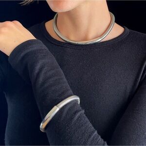 Vintage Monet silver tone cord necklace and bracelet set